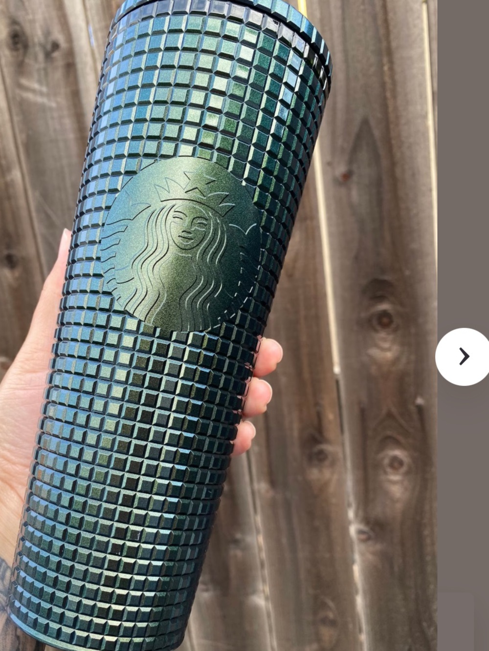 Starbucks Iridescent Green-Blue Studded Tumbler